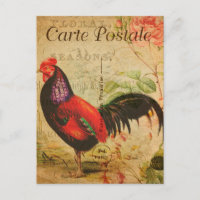 Vintage-Huhn-Henne-Hahn-Illustration Französisch