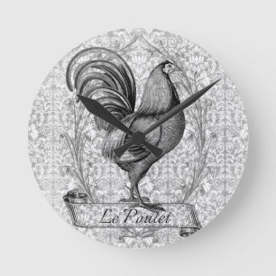 Vintage-Hühner-Illustration Runde Wanduhr
