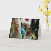 Vintage Hühner im Antiquitätenladen Karte (Gelbe Blume)