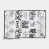 Vintage Hühner - Kalender 2026 Geschirrtuch (Horizontal)