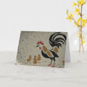 Vintage Hühner Karte (Gelbe Blume)