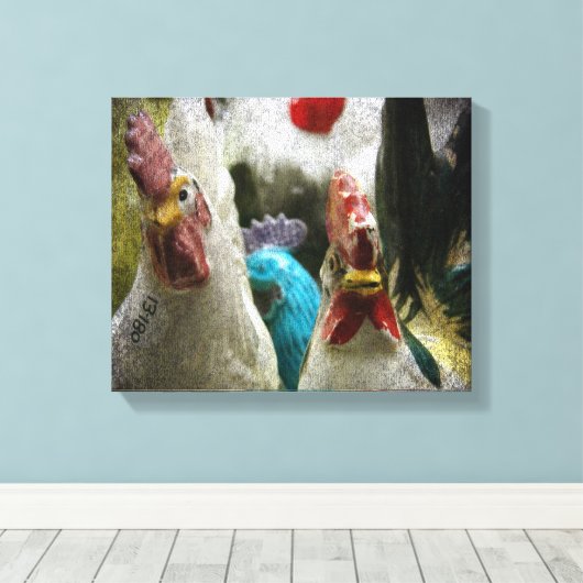 Vintage Hühner Leinwanddruck (Insitu (Holzboden))