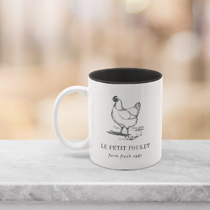 Vintage-Hühner-Logo   Personalisiert Zweifarbige Tasse