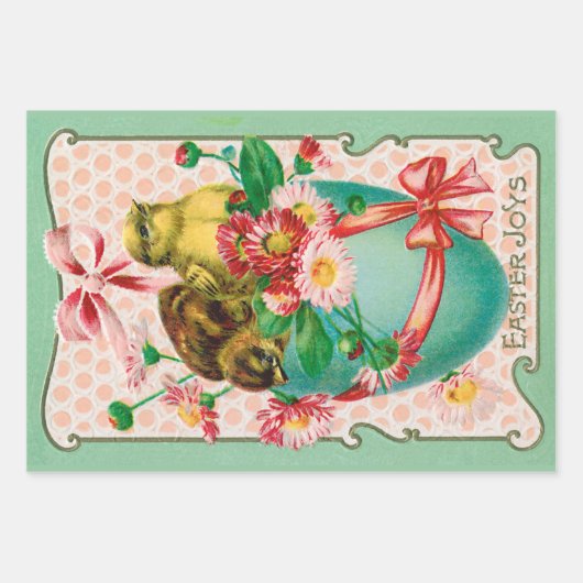 Vintage Hühner mit Ostereier Gruß Geschenkpapier Set (Vorderseite 2)