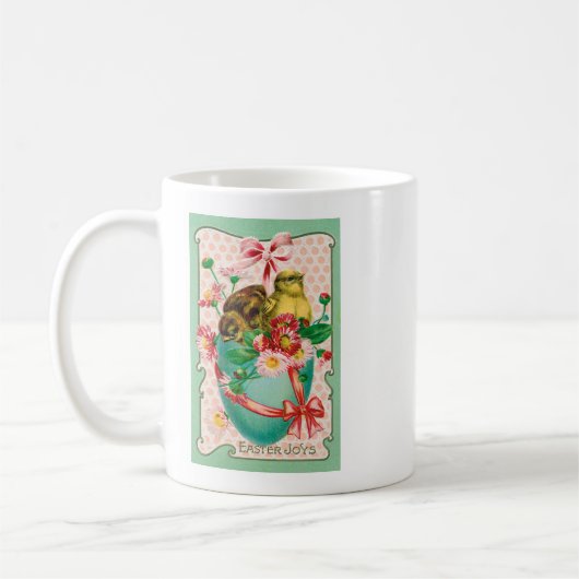 Vintage Hühner mit Ostereier Gruß Kaffeetasse (Links)