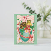 Vintage Hühner mit Ostereier Gruß Postkarte (Stehend Vorderseite)