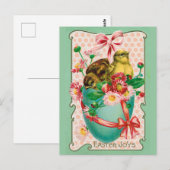 Vintage Hühner mit Ostereier Gruß Postkarte (Vorne/Hinten)