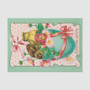 Vintage Hühner mit Ostereier Gruß Seidenpapier