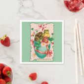 Vintage Hühner mit Ostereier Gruß Serviette (Beispiel)