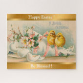 Vintage Hühner Ostern Urlaub Puzzle (Horizontal)