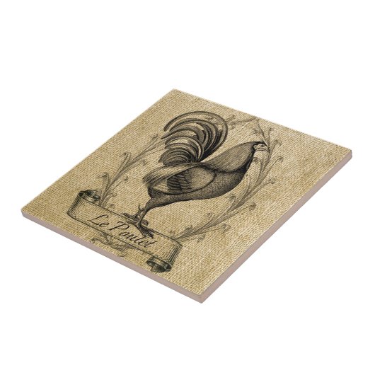 Vintage Hühnerburlap Fliese (Seite)