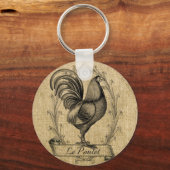 Vintage Hühnerburlap Schlüsselanhänger (Vorderseite)