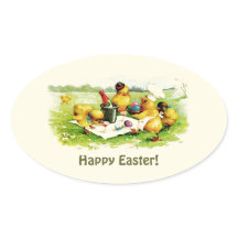 Vintage Hühnerfamilie Osterpräsente Aufkleber