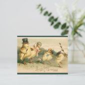 Vintage Hühnerfamilie Ostersonntag Postkarte (Stehend Vorderseite)