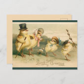 Vintage Hühnerfamilie Ostersonntag Postkarte (Vorne/Hinten)