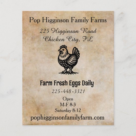 Vintage Hühnerfarm Flyer (Vorne)