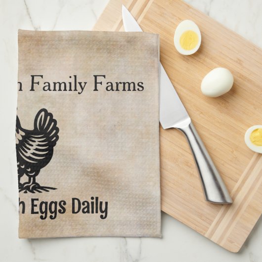 Vintage Hühnerfarm Geschirrtuch (Viertel Falte)