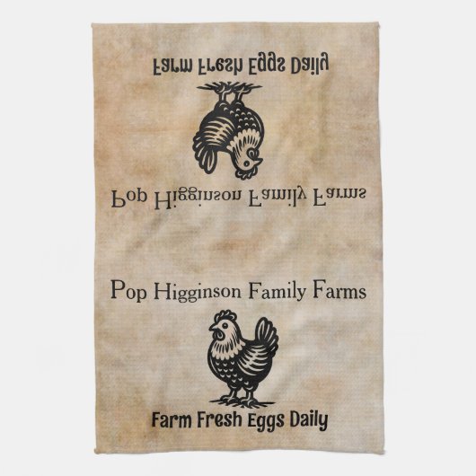 Vintage Hühnerfarm Geschirrtuch (Vertikal)