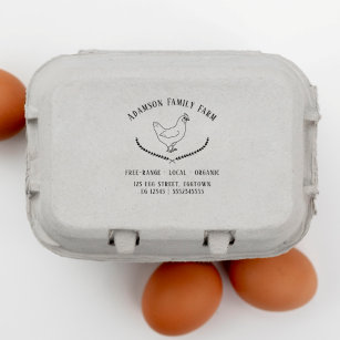 Vintage Hühnerfarm - Karton mit frischen Eiern Gummistempel