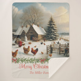 Vintage Hühnerfarm - Weihnachten Personalisiert Sherpadecke