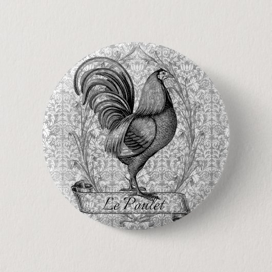Vintage Hühnerillustration Button (Vorderseite)