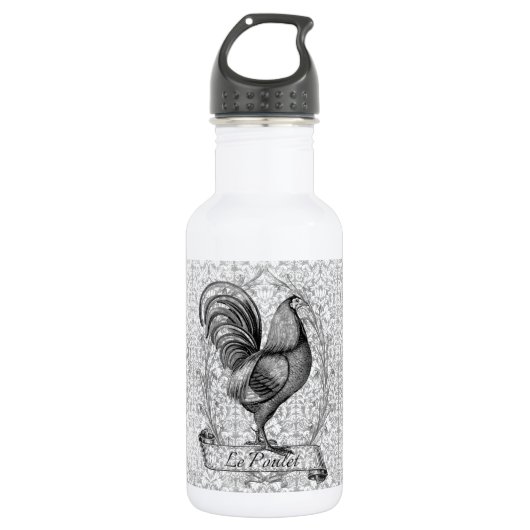 Vintage Hühnerillustration Edelstahlflasche (Vorderseite)