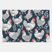 Vintage Hühnerillustration Geschenkpapier Set (Vorderseite)