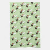 Vintage Hühnermuster auf Grünküche Handtücher (Vertikal)