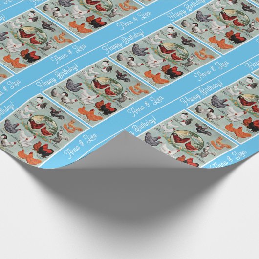 Vintage Hühnerrassen Muster Geburtstag Geschenkpapier (Ecke)
