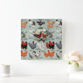 Vintage Hühnerzucht Quadratische Wanduhr (Zuhause)