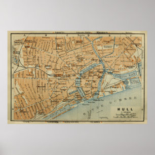 Vintage Hull England Karte (1910) Poster
