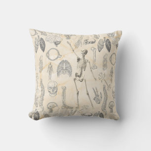 Vintage Human Anatomie Creme Marfil Marmor Kissen
