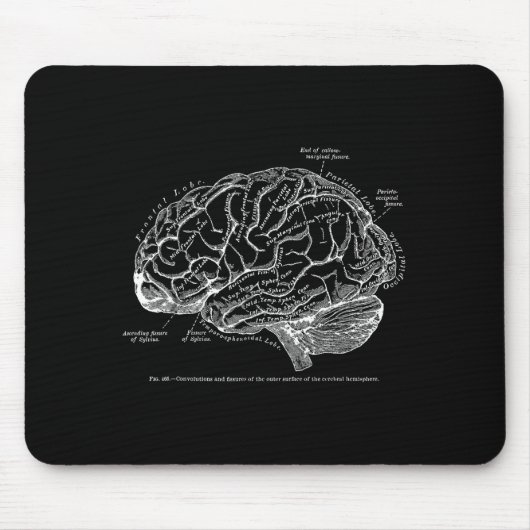 Vintage Human Anatomie Gehirn T- Mousepad (Vorne)