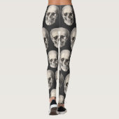 Vintage Human Anatomy Skull, Halloween Skeleton Leggings (Rückseite)