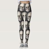 Vintage Human Anatomy Skull, Halloween Skeleton Leggings (Vorderseite)