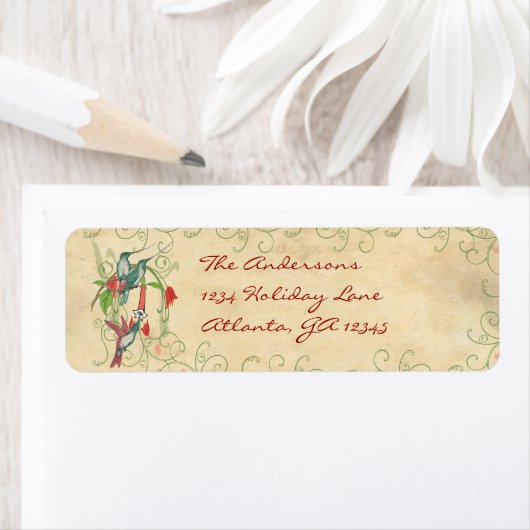 Vintage Humingbird Swirl Rücksendeadresse (Insitu)