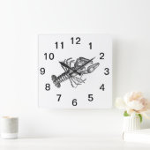 Vintage Hummer #1 Zeichnend Quadratische Wanduhr (Zuhause)