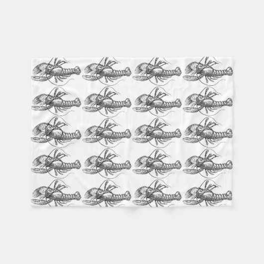 Vintage Hummer-Illustration Fleecedecke (Vorderseite (Horizontal))
