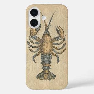 Vintage-Hummer-Illustration: Küsten-Damaskus  iPhone 16 Hülle
