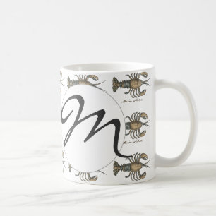 Vintage-Hummer-Illustration: Küsten-Damaskus Kaffeetasse