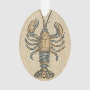 Vintage-Hummer-Illustration: Küsten-Damaskus Ornament