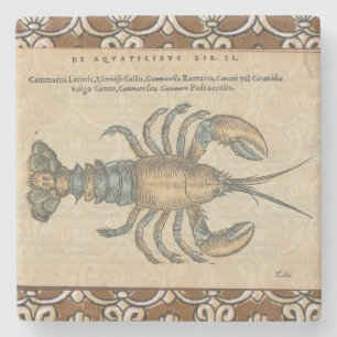 Vintage-Hummer-Illustration: Küsten-Damaskus Steinuntersetzer