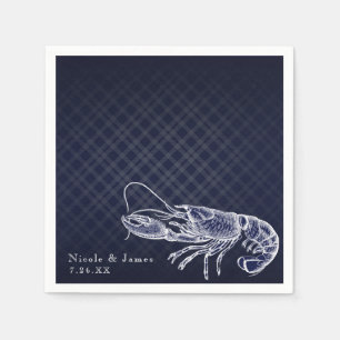 Vintage-Hummer-Navyblau-elegantes-chices-Empfang Serviette
