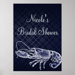 Vintage-Hummer-Navyblau-elegantes Plakat-Banner Poster