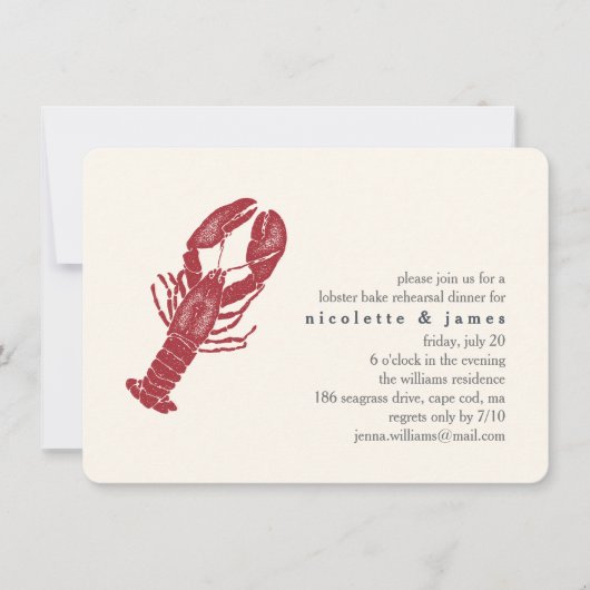 Vintage Hummerbacken Probe Abendessen Einladung (Vorderseite)