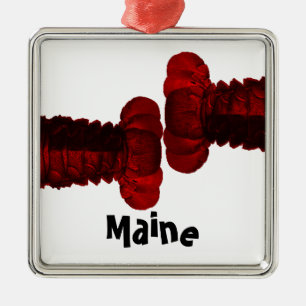 Vintage-Hummernhummer-Schwanz-Ornament aus Maine Silbernes Ornament