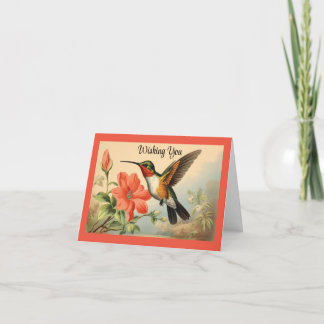 Vintage Hummingbird Birthday Card Karte