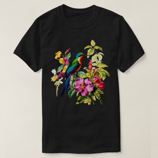 Vintage Hummingbird Illustration Backyard Bird Wat T-Shirt (Design vorne)