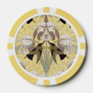 Vintage Hummingbird-Orchidee Art Nouveau-Muster Pokerchips