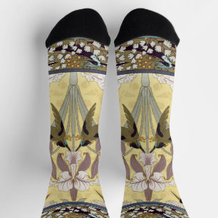 Vintage Hummingbird-Orchidee Art Nouveau-Muster Socken